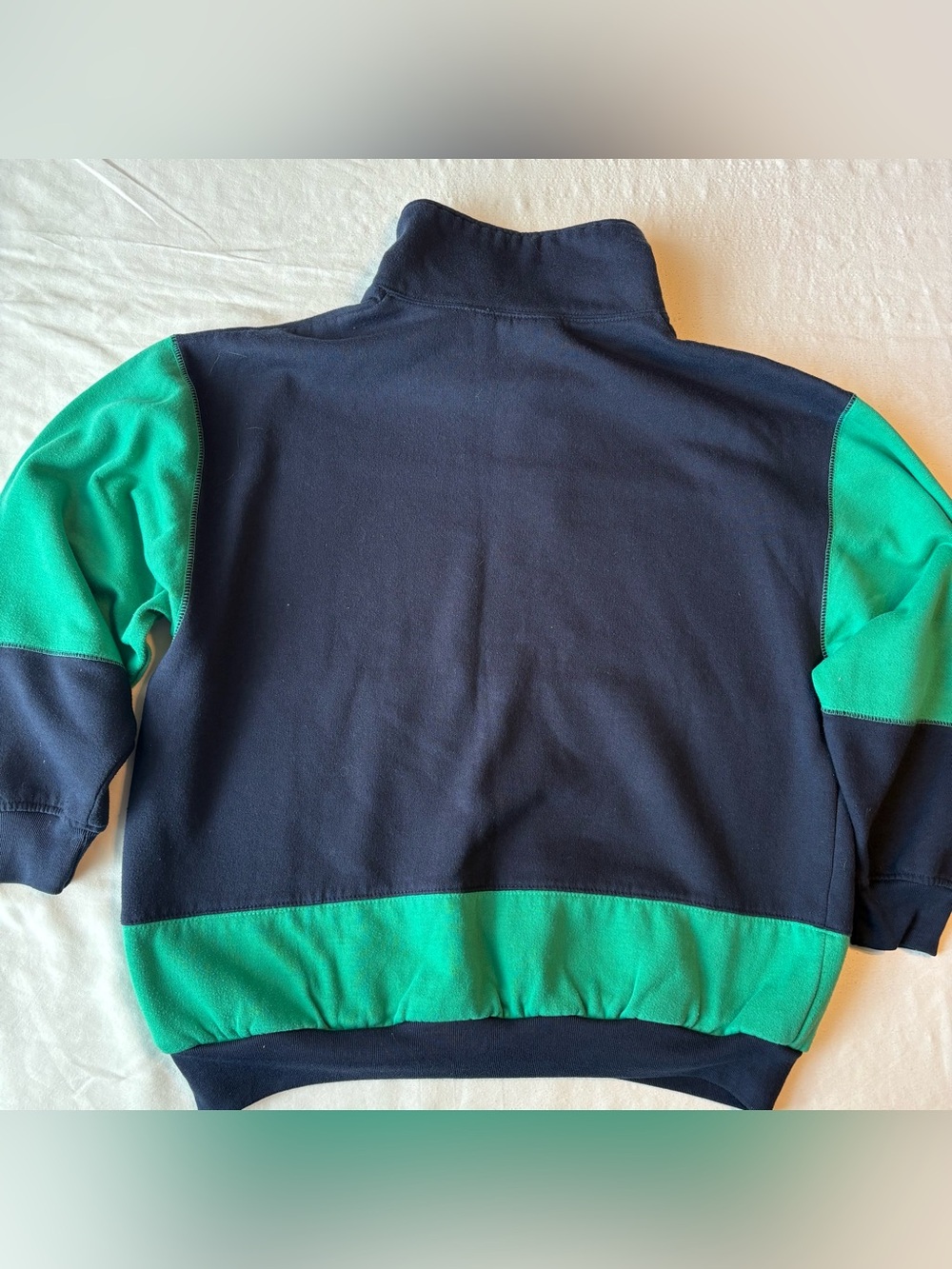 Vintage E-B Sport Sweatshirt- Green and Navy Color Block Design - Picture 7 of 7
